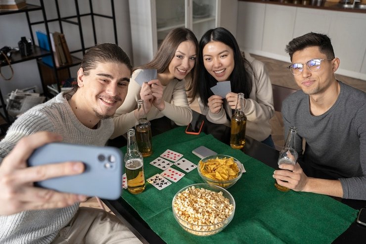 Antarmuka Bandar Poker di kingkobra toto menampilkan meja permainan dan tata letak kartu